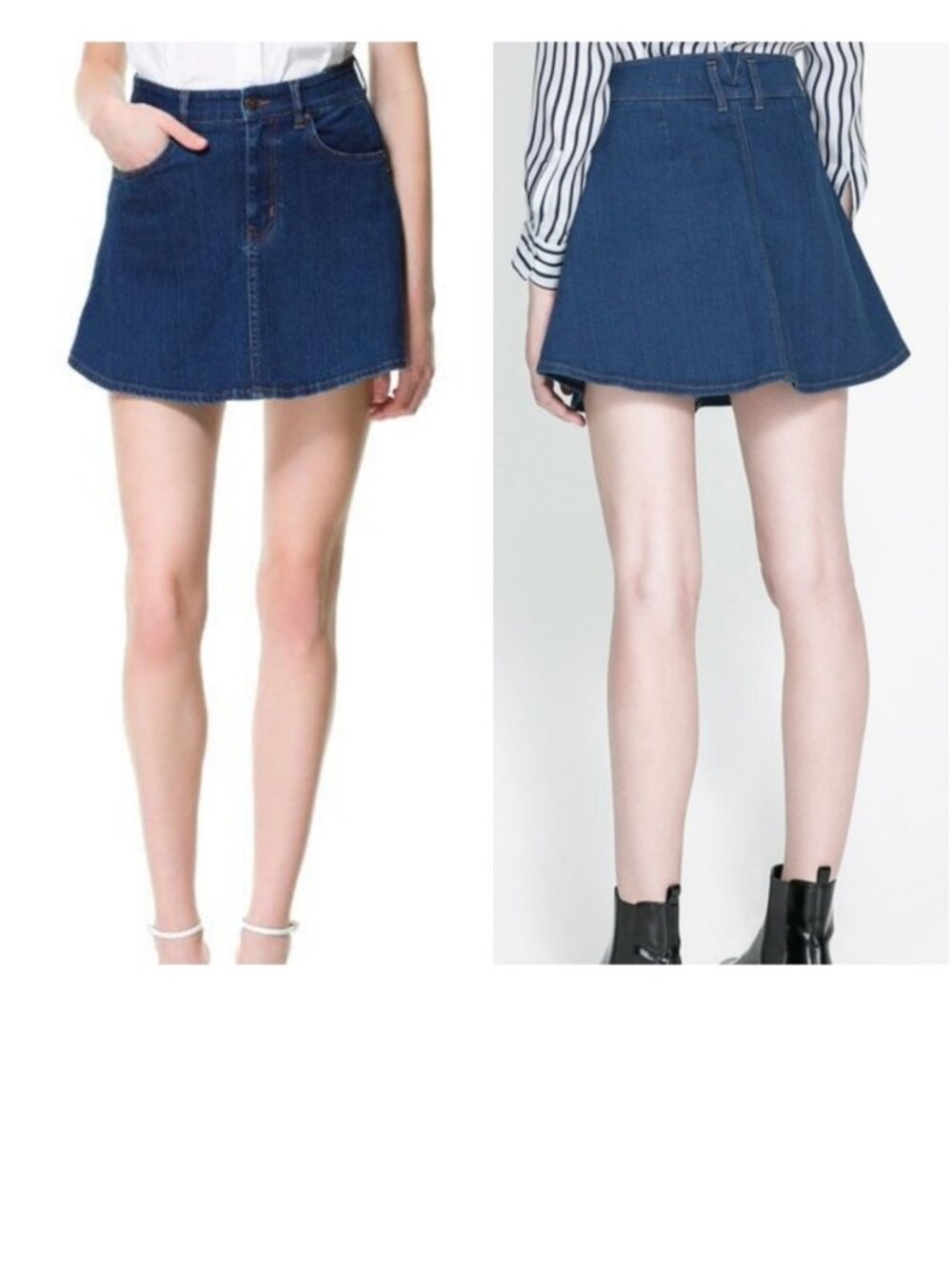Zara Skater Skirt Denim Jean Size XS